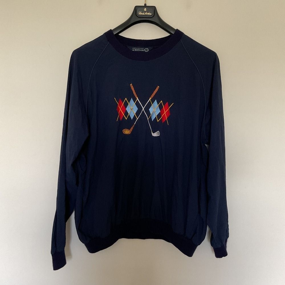 VTG Sunderland of Scotland Mens Sz XXL Golf Embroidered Argyle Windbreaker Navy